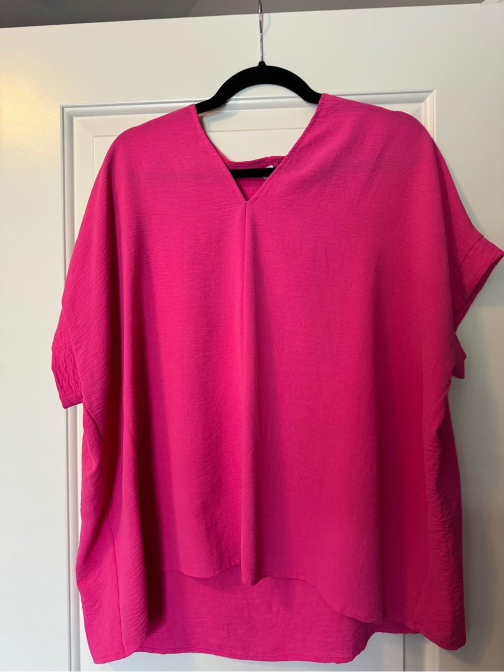 Newbury Kustom Hot Pink Relaxed V-Neck Tunic